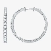 (H-I / I1) 5 CT. T.W. Lab Grown Diamond 10K or 14K White Yellow Gold 34.9mm Hoop Earrings