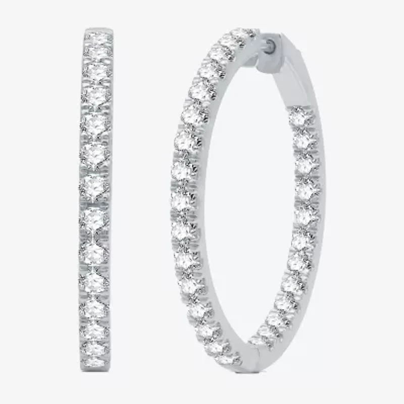 (H-I / I1) 5 CT. T.W. Lab Grown Diamond 10K or 14K White Yellow Gold 34.9mm Hoop Earrings