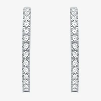 (H-I / I1) 5 CT. T.W. Lab Grown Diamond 10K or 14K White Yellow Gold 34.9mm Hoop Earrings