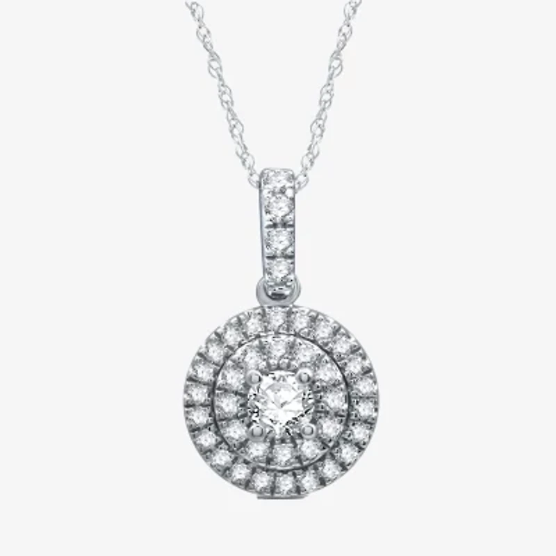 Ever Star (H-I / I1) Womens 1/ CT. T.W. Lab Grown White Diamond 10K White Gold Round 18 Inch Pendant Necklace