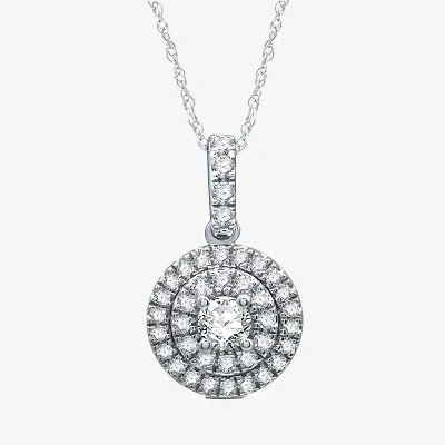Ever Star (H-I / I1) Womens 1/ CT. T.W. Lab Grown White Diamond 10K White Gold Round 18 Inch Pendant Necklace