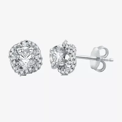 Ever Star (H-I / I1) 1 CT. T.W. Lab Grown White Diamond 10K White Gold 7.9mm Round Cushion Stud Earrings