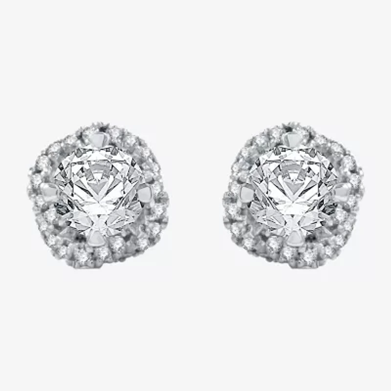 Ever Star (H-I / I1) 1 CT. T.W. Lab Grown White Diamond 10K White Gold 7.9mm Round Cushion Stud Earrings
