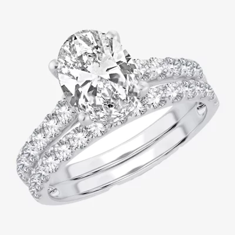 (H-I / SI1-SI2) Signature By Modern Bride Womens 2 1/2 CT. TW. Lab Grown White Diamond 14K Gold Oval Bridal Set