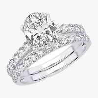 (H-I / SI1-SI2) Signature By Modern Bride Womens 2 1/2 CT. TW. Lab Grown White Diamond 14K Gold Oval Bridal Set