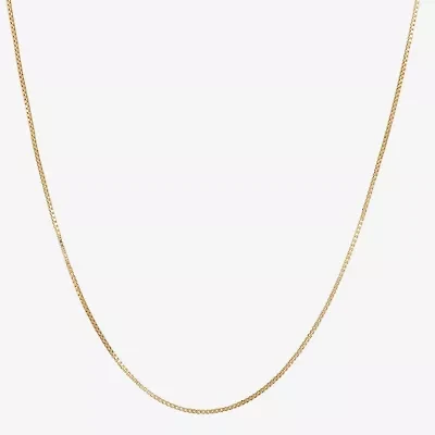 Made Italy 14K Gold 18 - 22 Inch Solid Box Chain Necklace
