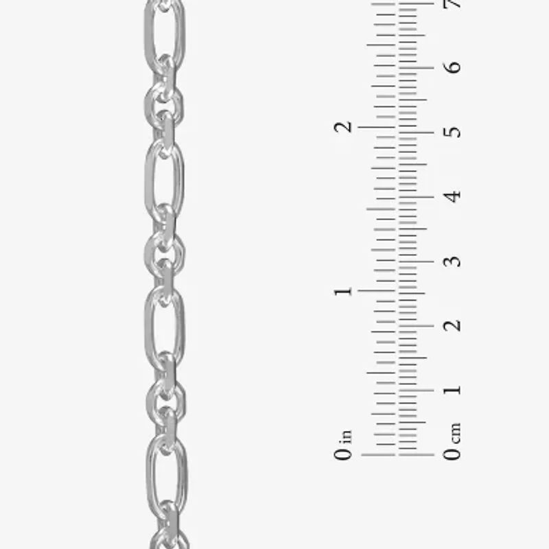 Made in Italy Womens Sterling Silver Inch Solid Link Chain Bracelet