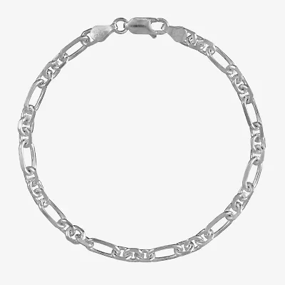 Made in Italy Womens Sterling Silver Inch Solid Link Chain Bracelet