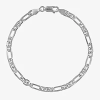 Made in Italy Womens Sterling Silver Inch Solid Link Chain Bracelet