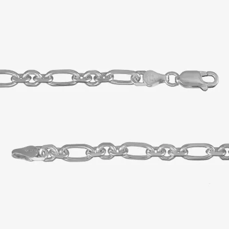 Made in Italy Womens Sterling Silver Inch Solid Link Chain Bracelet