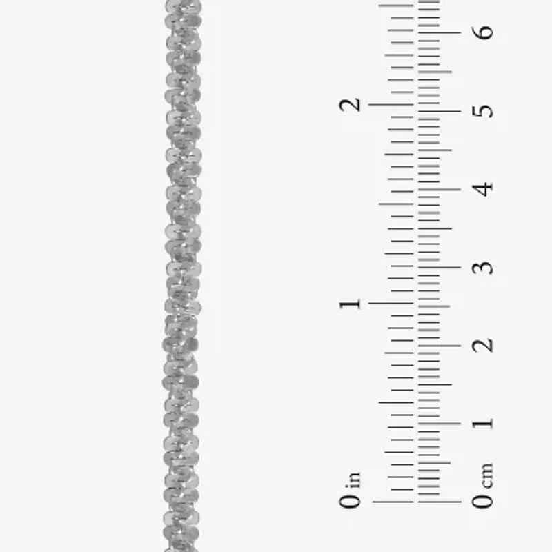 Made in Italy Womens Sterling Silver 8 Inch Solid Link Chain Bracelet