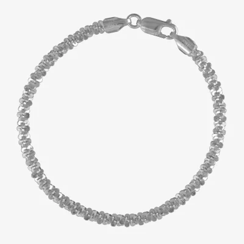 Made in Italy Womens Sterling Silver 8 Inch Solid Link Chain Bracelet