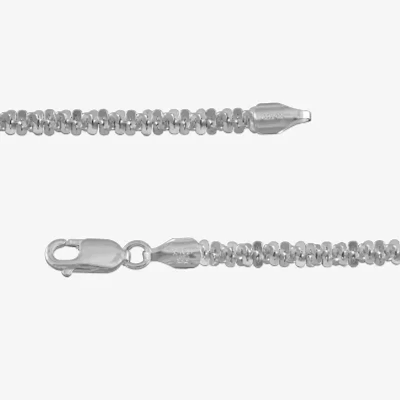 Made in Italy Womens Sterling Silver 8 Inch Solid Link Chain Bracelet