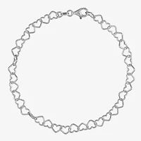 Polished Heart Ankle Bracelet Sterling Silver 