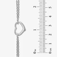 Stering Silver 10" Heart Station Ankle Bracelet