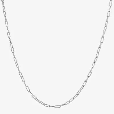 Made in Italy Womens Sterling Silver 22 Inch Paperclip Chain Necklace