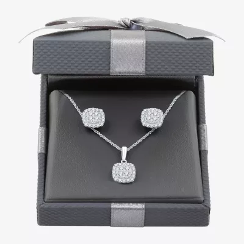 Womens CT. T.W. Lab Grown White Diamond Sterling Silver Cushion 2-pc. Jewelry Set
