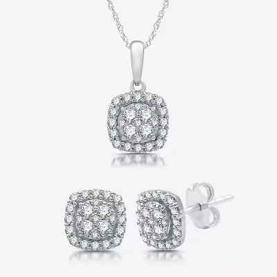 Womens CT. T.W. Lab Grown White Diamond Sterling Silver Cushion 2-pc. Jewelry Set