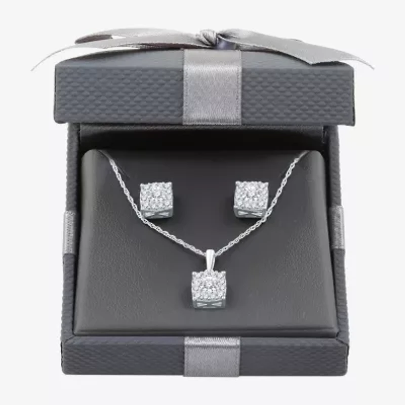Womens CT. T.W. Lab Grown White Diamond Sterling Silver Cushion 2-pc. Jewelry Set