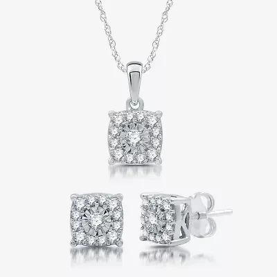 Womens 3/4 CT. T.W. Lab Grown White Diamond Sterling Silver Cushion 2-pc. Jewelry Set