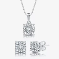 Womens CT. T.W. Lab Grown White Diamond Sterling Silver Cushion 2-pc. Jewelry Set