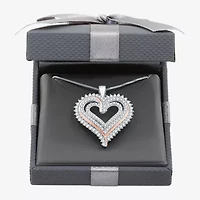 Womens / CT. T.W. Lab Grown White Diamond 14K Rose Gold Over Silver Sterling Silver Heart 18 Inch Pendant Necklace