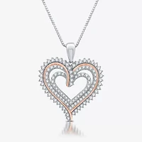 Womens / CT. T.W. Lab Grown White Diamond 14K Rose Gold Over Silver Sterling Silver Heart 18 Inch Pendant Necklace