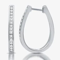 Womens 1/2 CT. T.W. Lab Grown White Diamond Sterling Silver 23.8mm Hoop Earrings