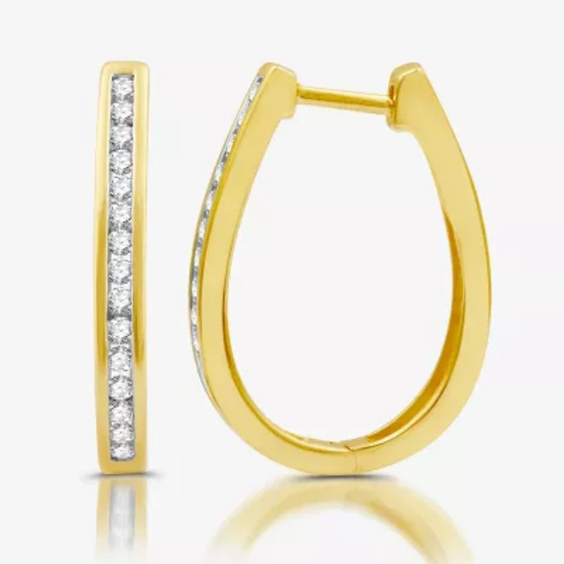 Womens 1/2 CT. T.W. Lab Grown White Diamond Sterling Silver 23.8mm Hoop Earrings
