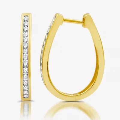 Womens 1/2 CT. T.W. Lab Grown White Diamond Sterling Silver 23.8mm Hoop Earrings