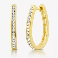 Womens 1/2 CT. T.W. Lab Grown White Diamond Sterling Silver 23.8mm Hoop Earrings