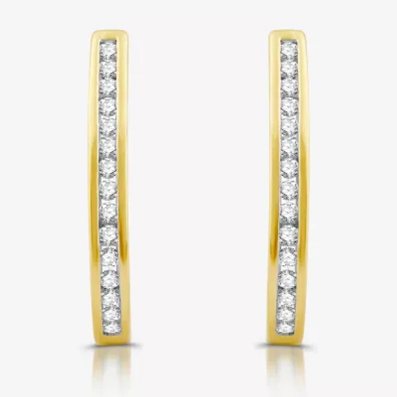 Womens 1/2 CT. T.W. Lab Grown White Diamond Sterling Silver 23.8mm Hoop Earrings