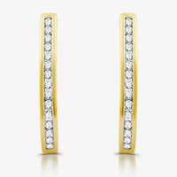 Womens 1/2 CT. T.W. Lab Grown White Diamond Sterling Silver 23.8mm Hoop Earrings