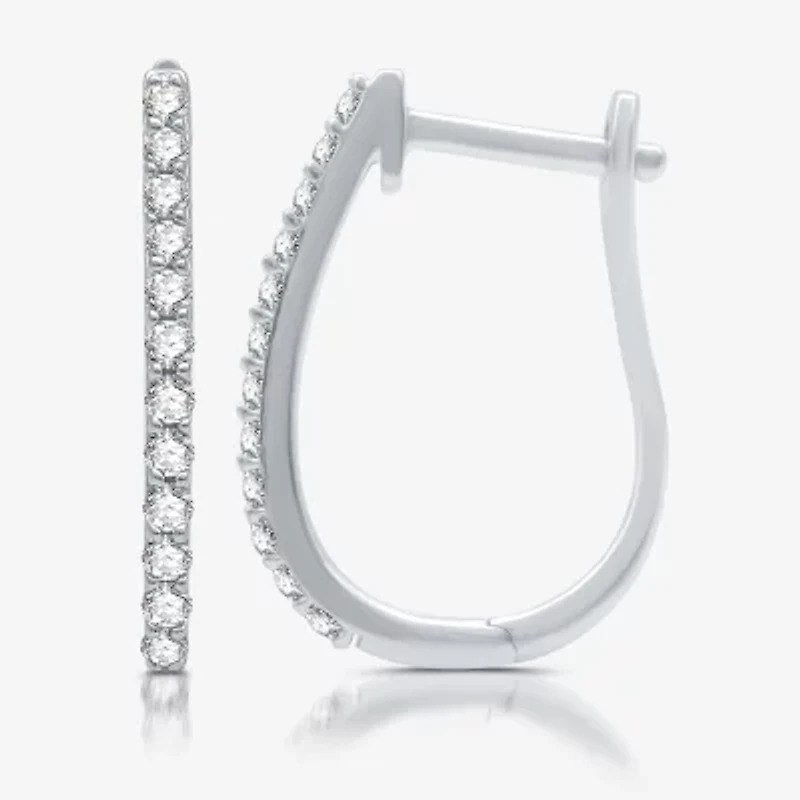 Womens 1/2 CT. T.W. Lab Grown White Diamond Sterling Silver 21mm Hoop Earrings