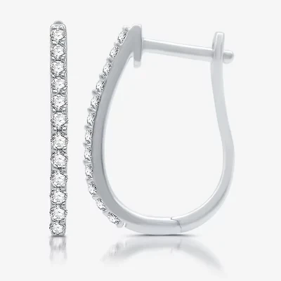 Womens 1/2 CT. T.W. Lab Grown White Diamond Sterling Silver 21mm Hoop Earrings