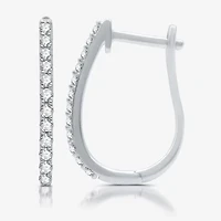 Womens 1/2 CT. T.W. Lab Grown White Diamond Sterling Silver 21mm Hoop Earrings