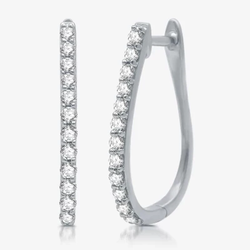 Womens 1/2 CT. T.W. Lab Grown White Diamond Sterling Silver 21mm Hoop Earrings
