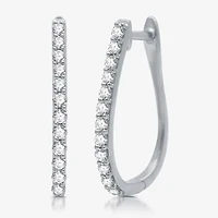 Womens 1/2 CT. T.W. Lab Grown White Diamond Sterling Silver 21mm Hoop Earrings