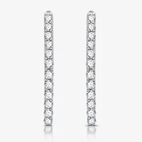 Womens 1/2 CT. T.W. Lab Grown White Diamond Sterling Silver 21mm Hoop Earrings