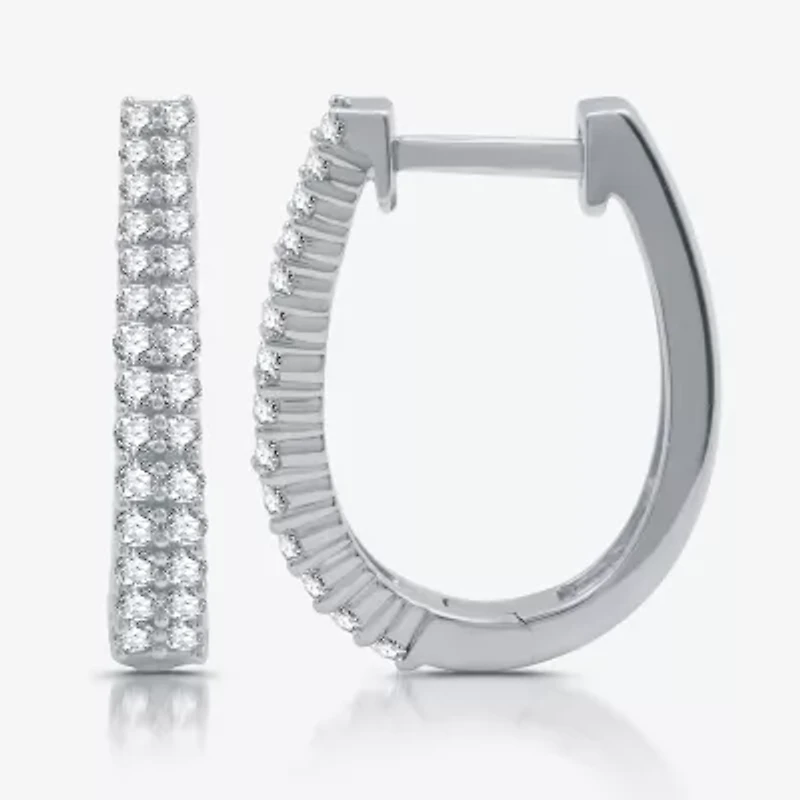 Womens 1/2 CT. T.W. Lab Grown White Diamond Sterling Silver 17.8mm Hoop Earrings