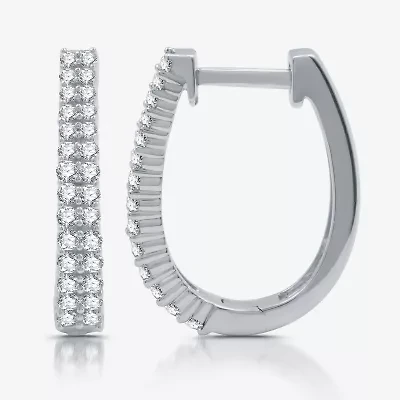 Womens 1/2 CT. T.W. Lab Grown White Diamond Sterling Silver 17.8mm Hoop Earrings