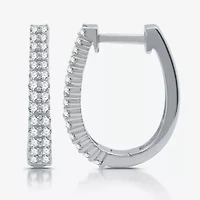 Womens 1/2 CT. T.W. Lab Grown White Diamond Sterling Silver 17.8mm Hoop Earrings