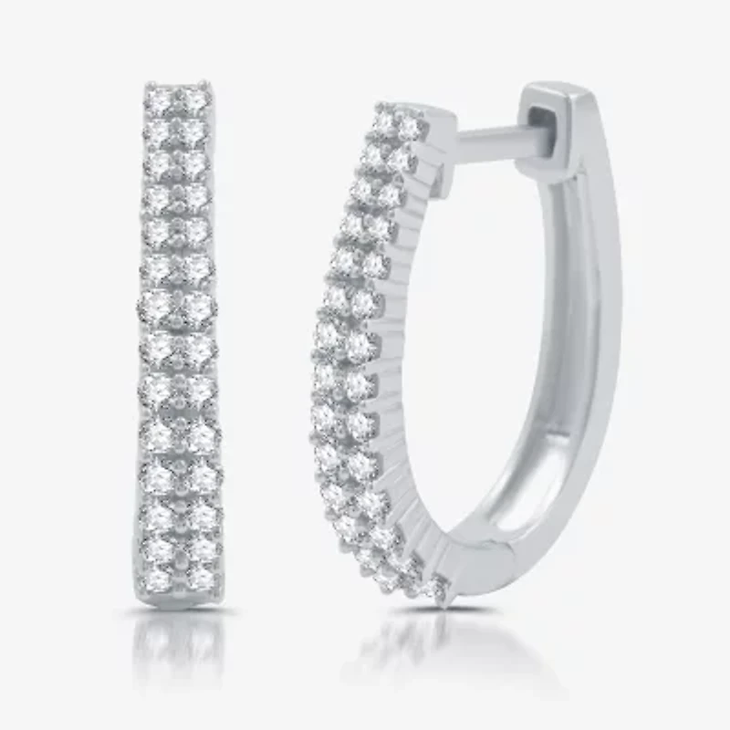 Womens 1/2 CT. T.W. Lab Grown White Diamond Sterling Silver 17.8mm Hoop Earrings