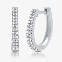 Womens 1/2 CT. T.W. Lab Grown White Diamond Sterling Silver 17.8mm Hoop Earrings