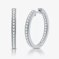 Womens 3/4 CT. T.W. Lab Grown White Diamond Sterling Silver 21.4mm Hoop Earrings
