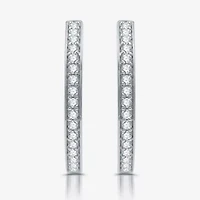 Womens 3/4 CT. T.W. Lab Grown White Diamond Sterling Silver 21.4mm Hoop Earrings