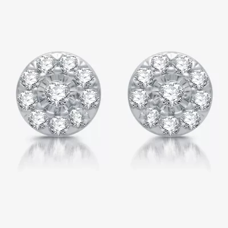 1/2 CT. T.W. Lab Grown White Diamond Sterling Silver 7.8mm Round Stud Earrings