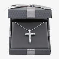Womens 1/2 CT. T.W. Lab Grown White Diamond Sterling Silver Cross 18 Inch Pendant Necklace