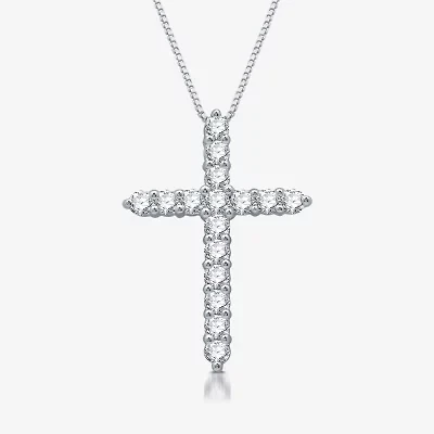 Womens 1/2 CT. T.W. Lab Grown White Diamond Sterling Silver Cross 18 Inch Pendant Necklace