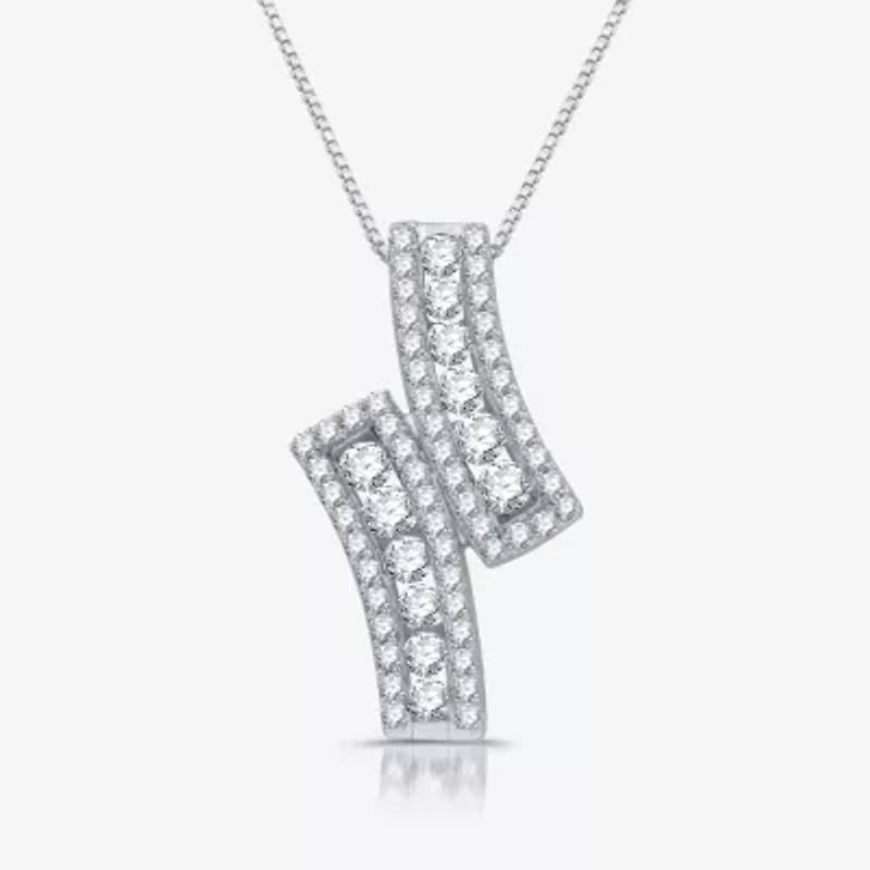 Womens 1 CT. T.W. Lab Grown White Diamond Sterling Silver 18 Inch Pendant Necklace